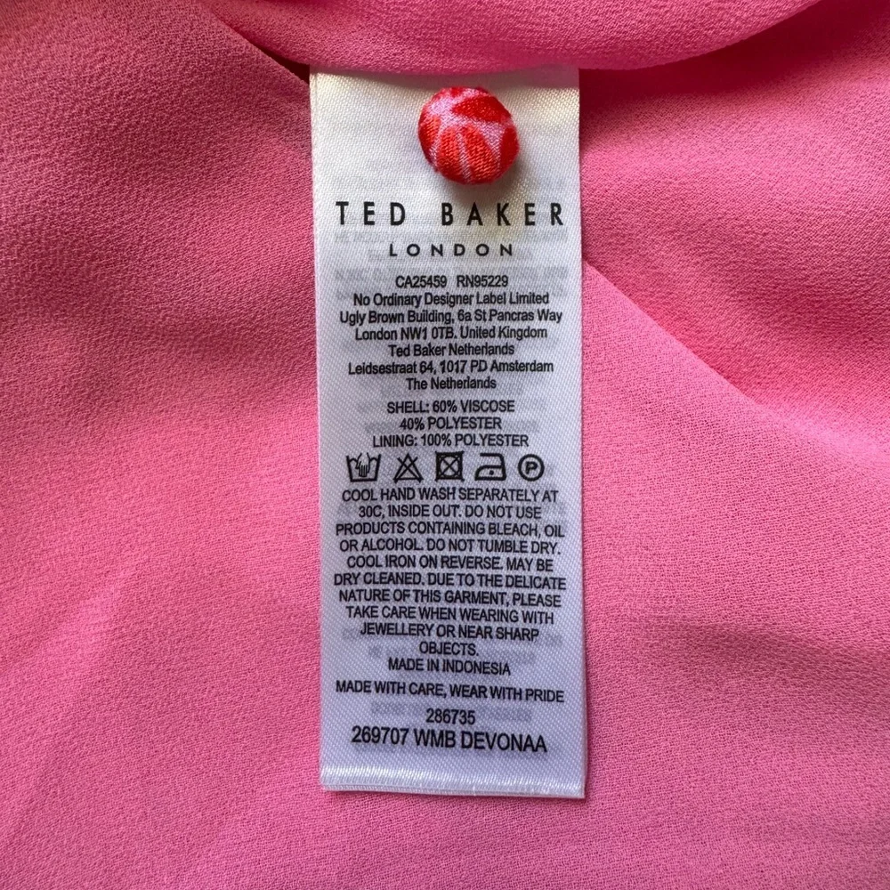 Ted Baker London Devonaa Puff Sleeve Ruffle Top Fuchsia Size XS NWT - Picture 13 of 14